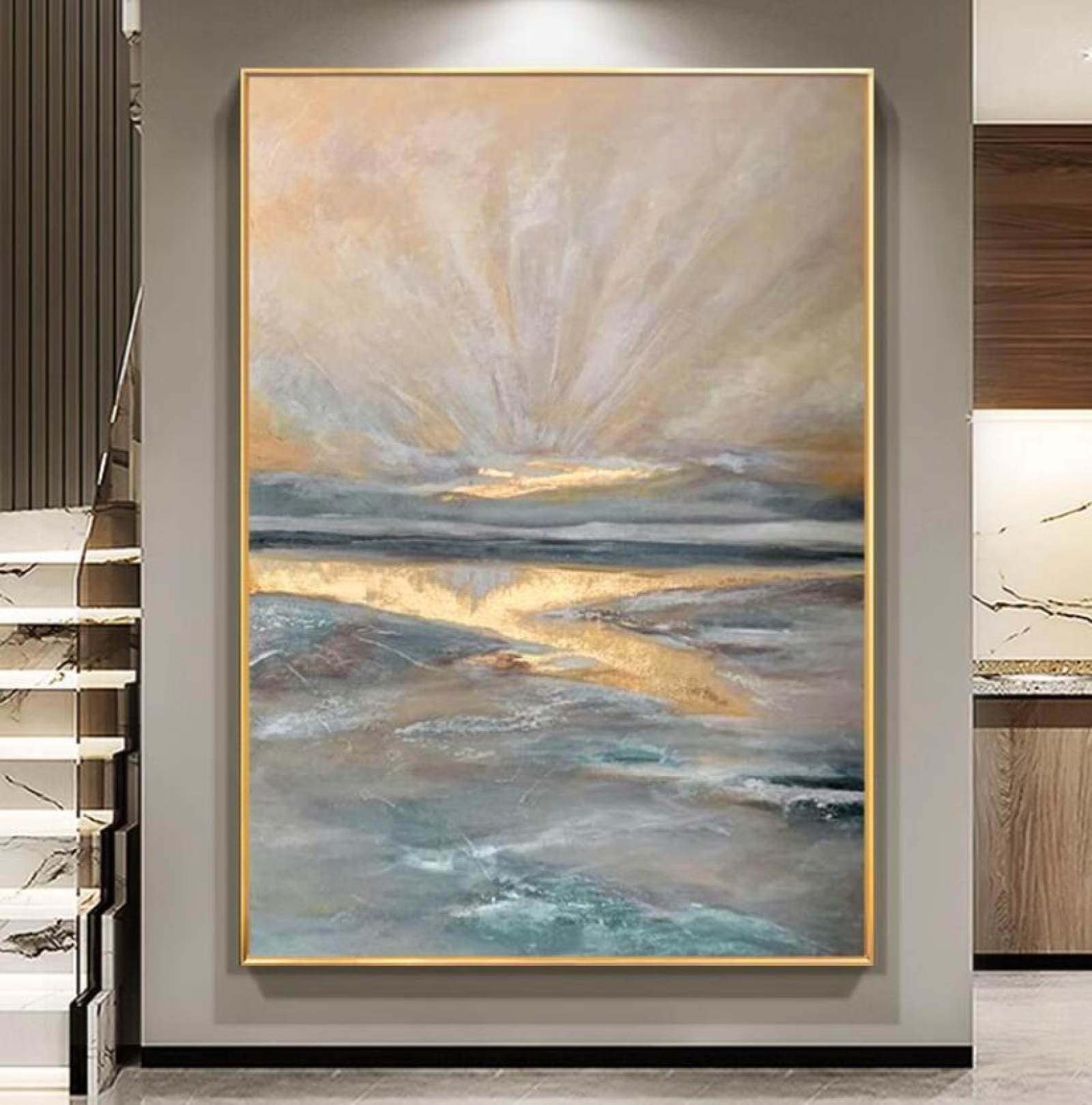 Peinture à l'huile faite main pour sublimer un grand mur vide, tableau abstrait moderne chic
