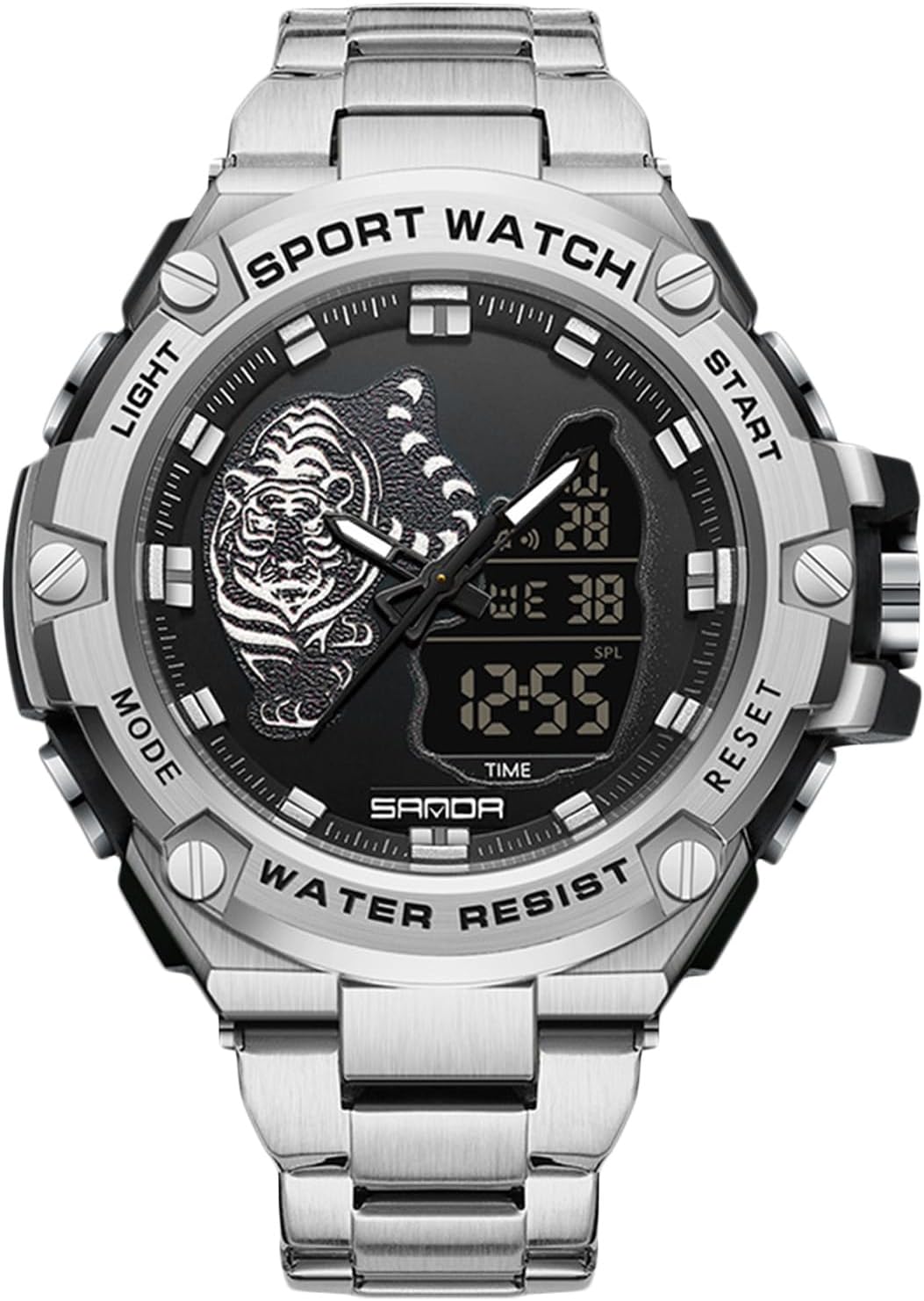 RORIOS Orologio Militare da Uomo Sportivo Multifunzione Elettronico Digitale Quarzo Doppio Display 5ATM