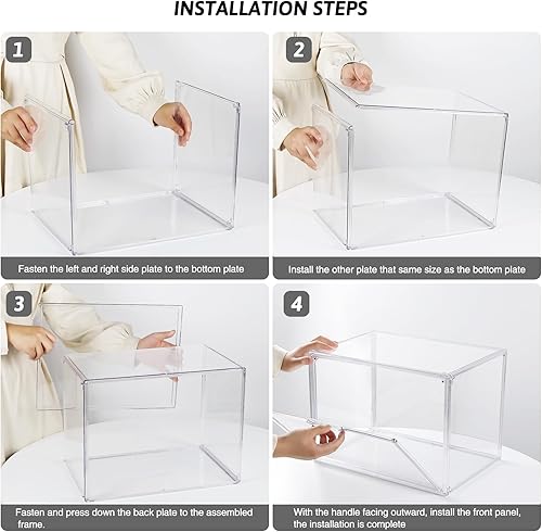 Miniatura 9 de loobuu Contenedores de almacenamiento de plástico transparente con tapas, cajas de almacenamiento plegables para la organización del hogar y la