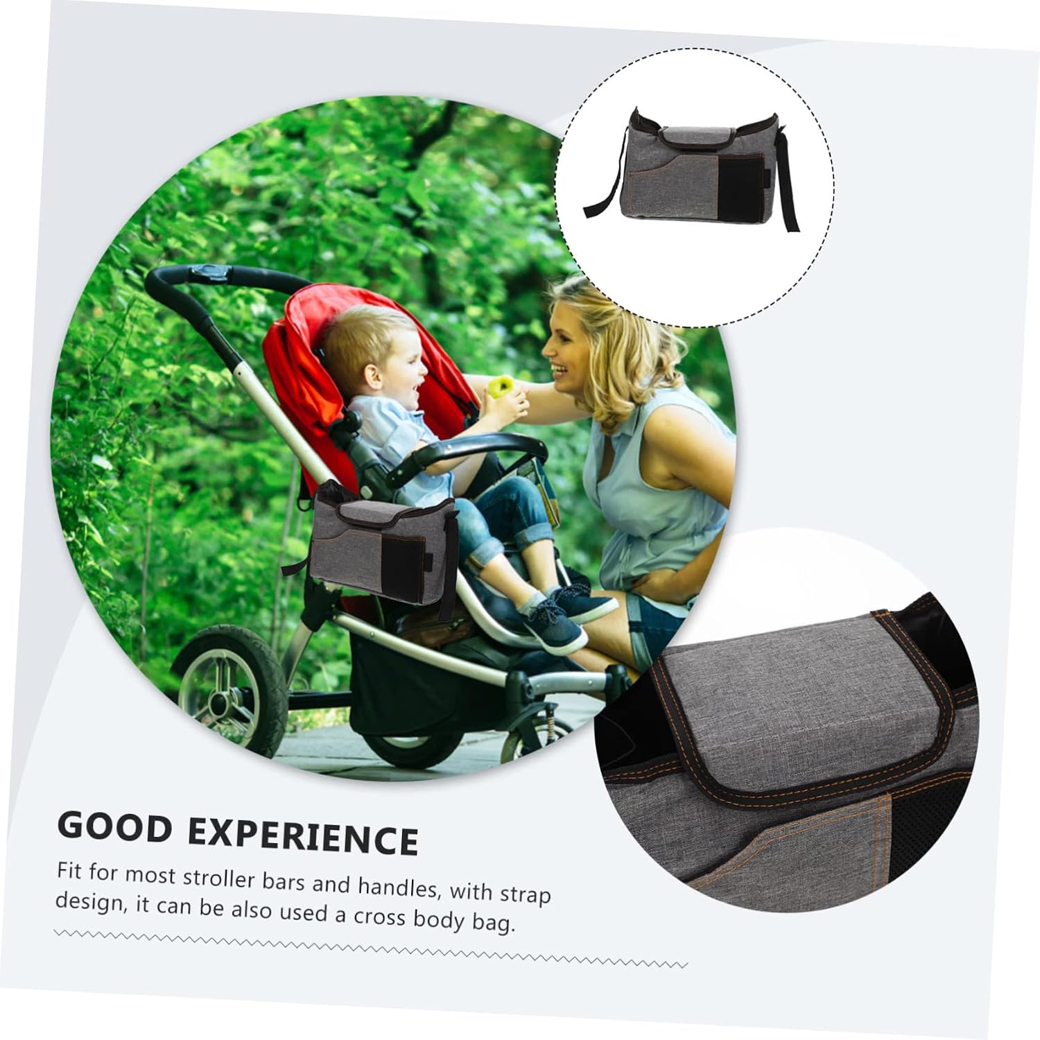 Garneck Stroller Hanging Pouch Diaper Bag Tote Organizer Compact Travel Storage for Stroller