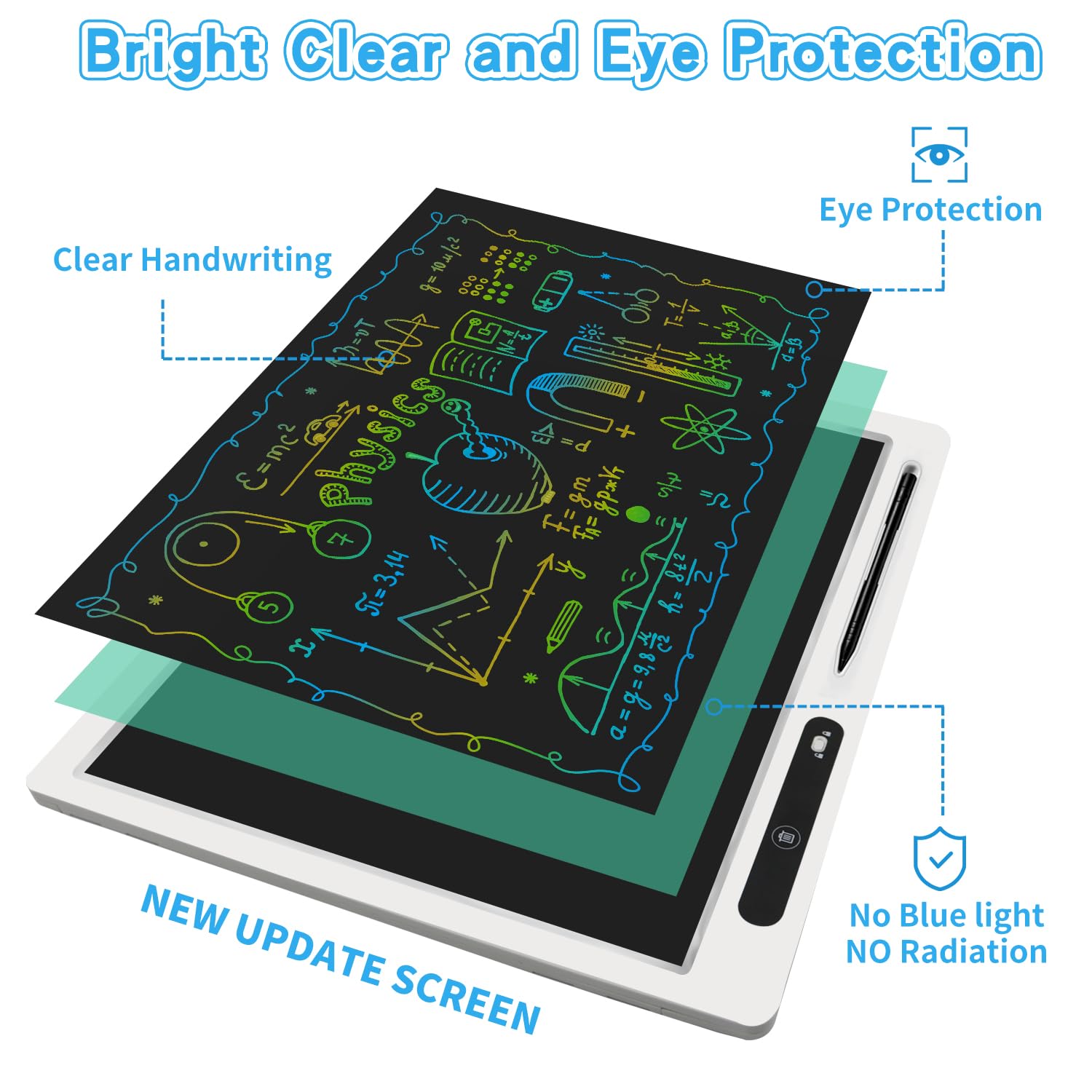 LCD Writing Tablet for Kids, 22 Inch Writing Board for Kids with 2pens and Adjustable Bracket, Adult Teacher Home School Education Office Supplies, Educational Toys for 3-12 Years Boys and Girls — view 4