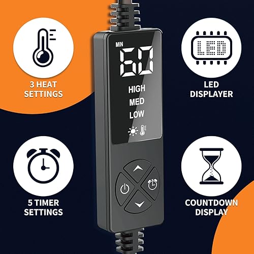 Vista 3 de Almohadilla térmica eléctrica para pulgar y muñeca para artritis de mano con 3 ajustes de calor y 5 ajustes de temporizador, muñequera calentada