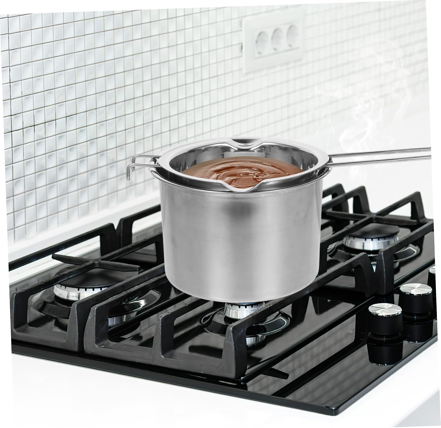 1set Melting Pot Double Boiler for Chocolate and Wax Stainless Steel Candle Making Pot for Desserts Sauces and Indirect Heating