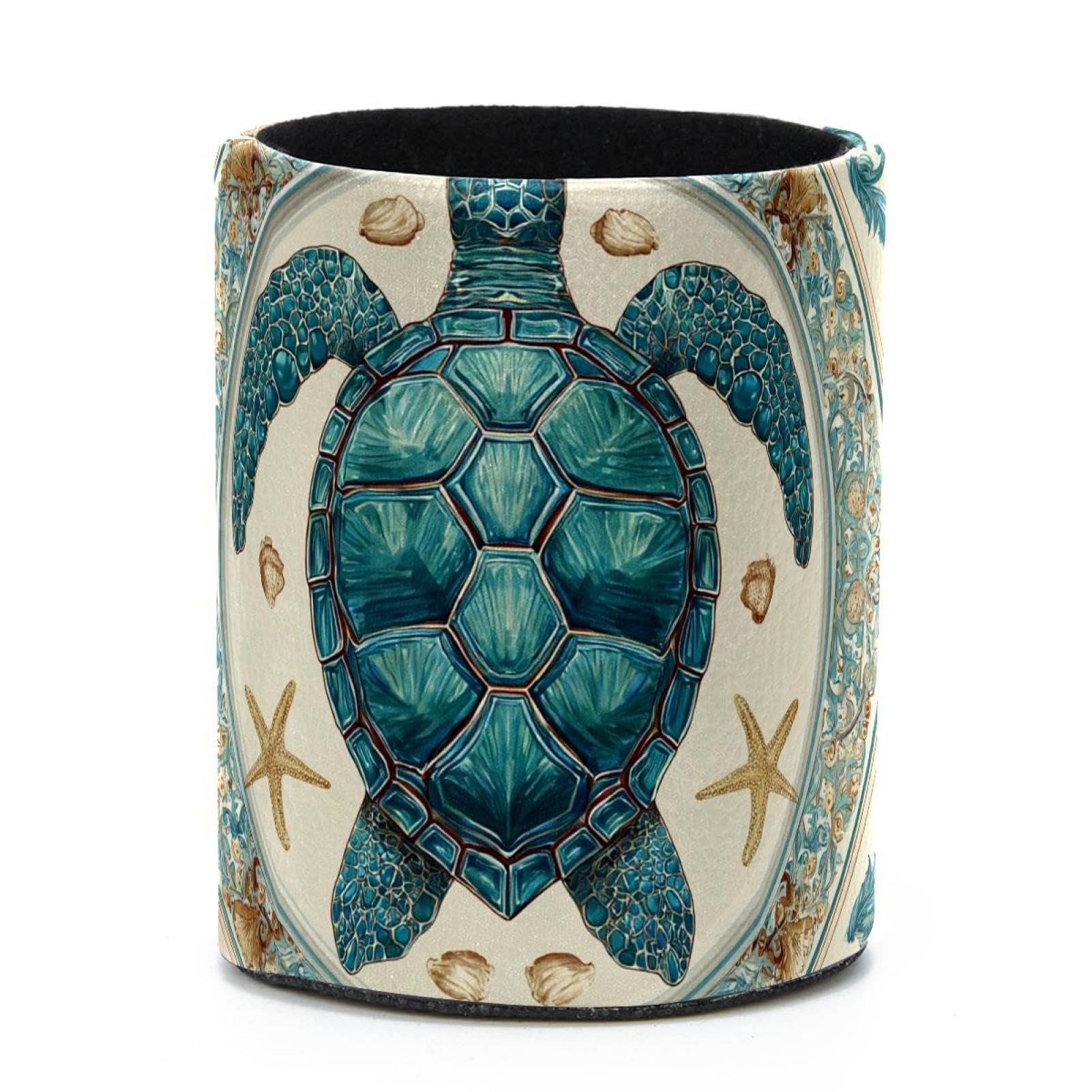 VAPOKF Round Pencil Holders for Desk, Sea ​​Turtle Pen Holders Pen Pot Makeup Brushes Storage Desktop Stationery Supplies Organiser for Home Office
