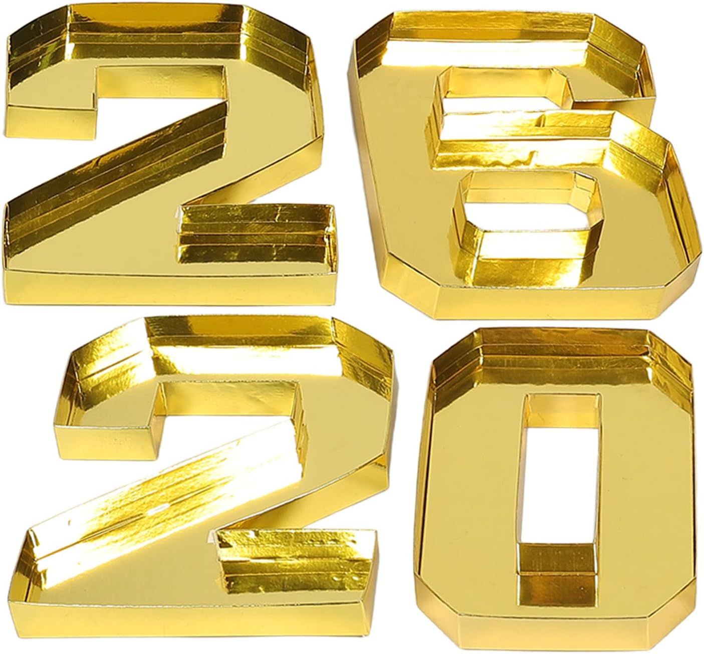 FRCOLOR 2026 Fillable Number Charcuterie Box Set, Gold Cardboard Candy and Chocolate Container Tray for Birthday Party and Graduation Event Decoration