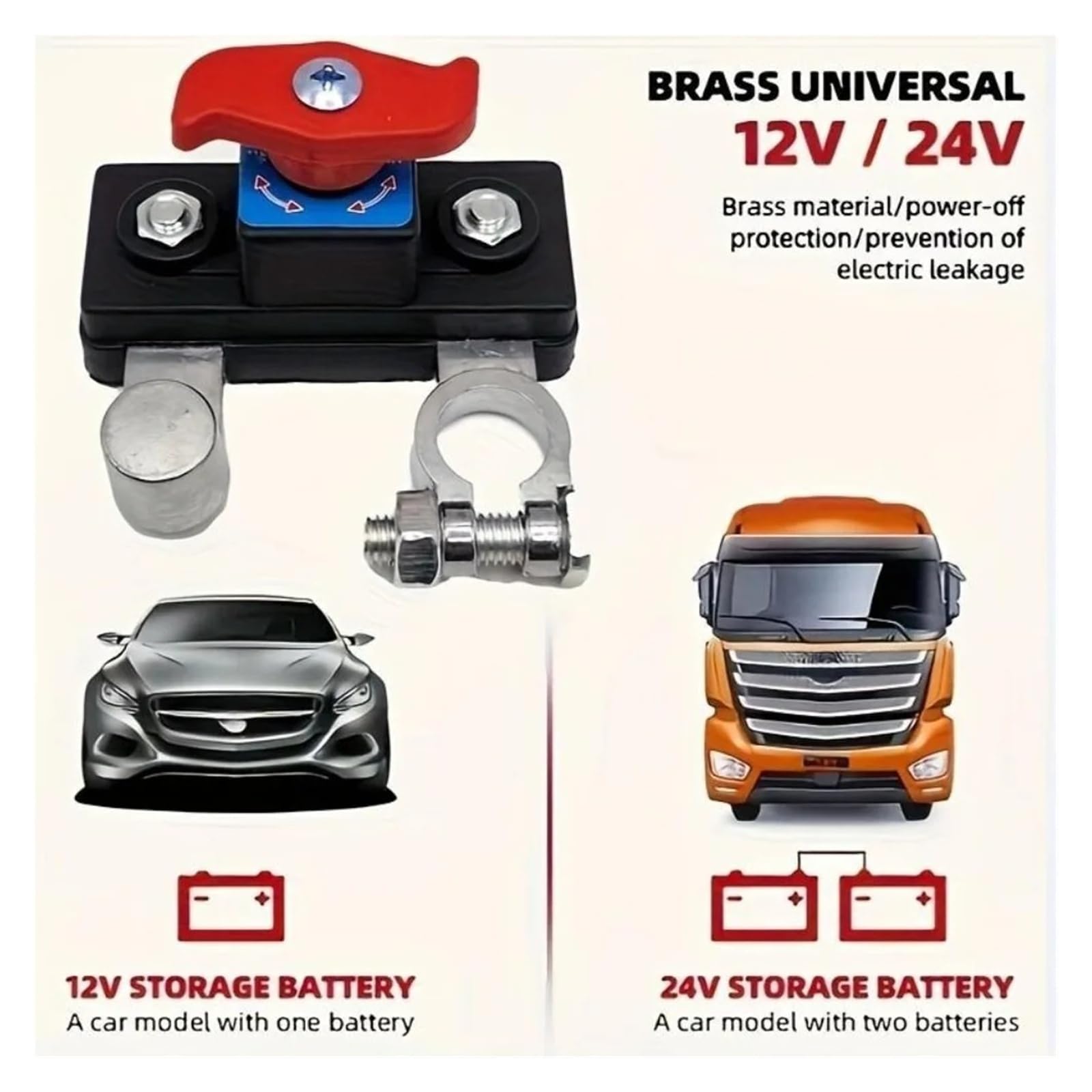 Wycięcie akumulatora samochodowego 12 V/24 V, Heavy Duty Disconnect izolator Power Cutoff Terminal Link Switch do samochodów ciężarowych (jasny srebrny styl)