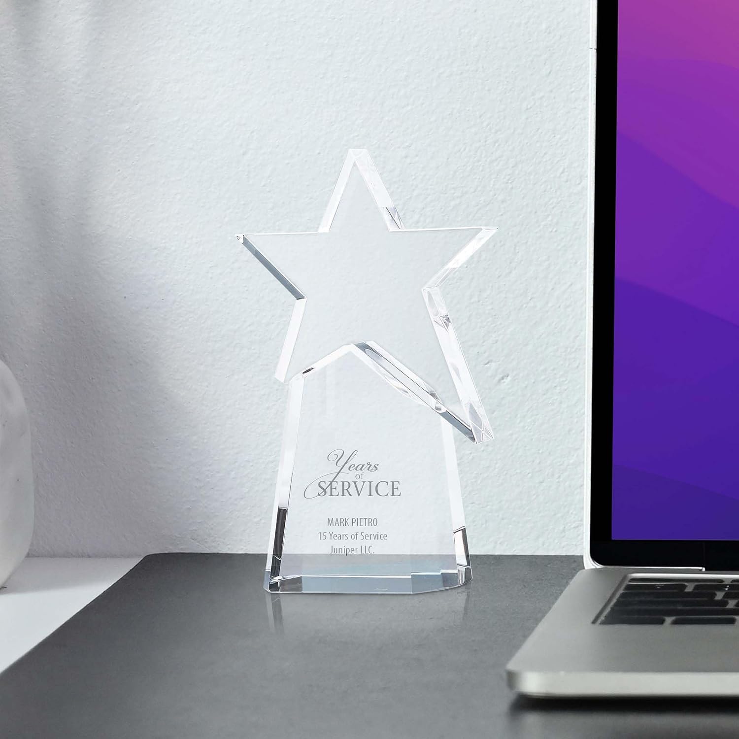 Baudville Engraved Pillar of Success Crystal Trophy