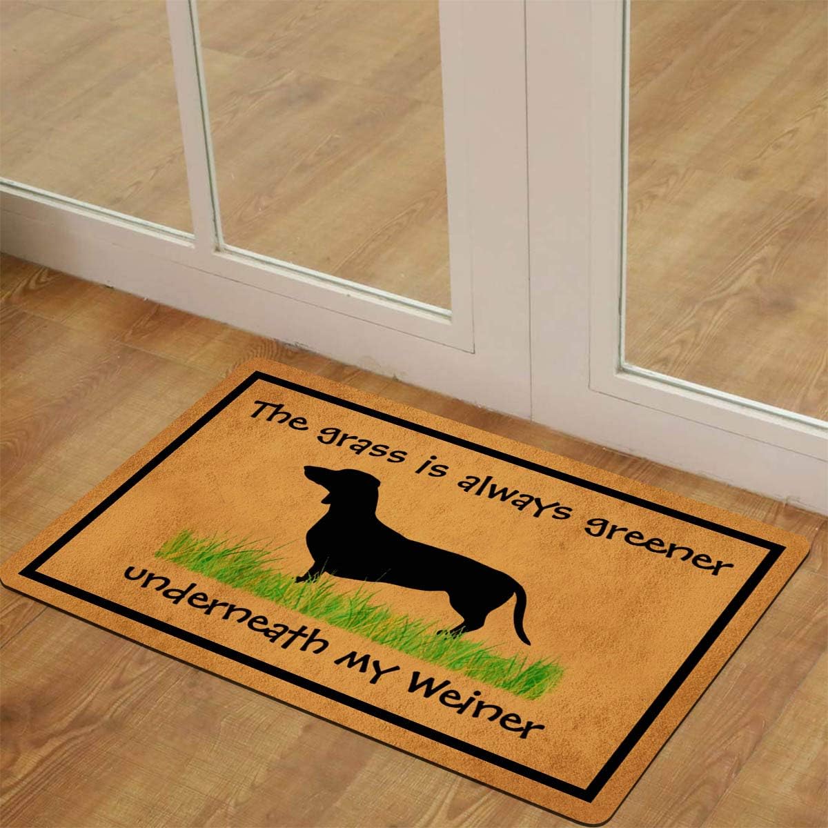 The Grass is Always Greener Underneatn My Weiner Entrance Non-Slip Indoor Rubber Door Mats for Front Door/Bathroom/Garden/Kitchen/Bedroom 23.6"x 15.7"…