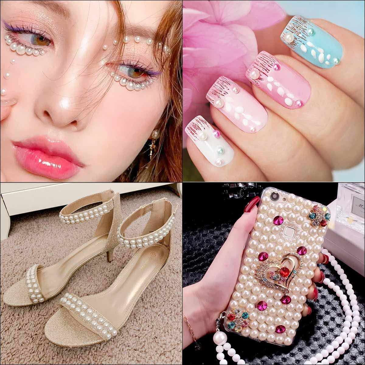 1320 Pieces Self Adhesive Pearl Stickers for DIY Crafts 8 Sheets Colorful Flat Back Pearls Sticker for Face Nail Art Beauty Makeup Phone Scrapbooking Gems Stickers Embellishments for Home (4 Size) - Image 2