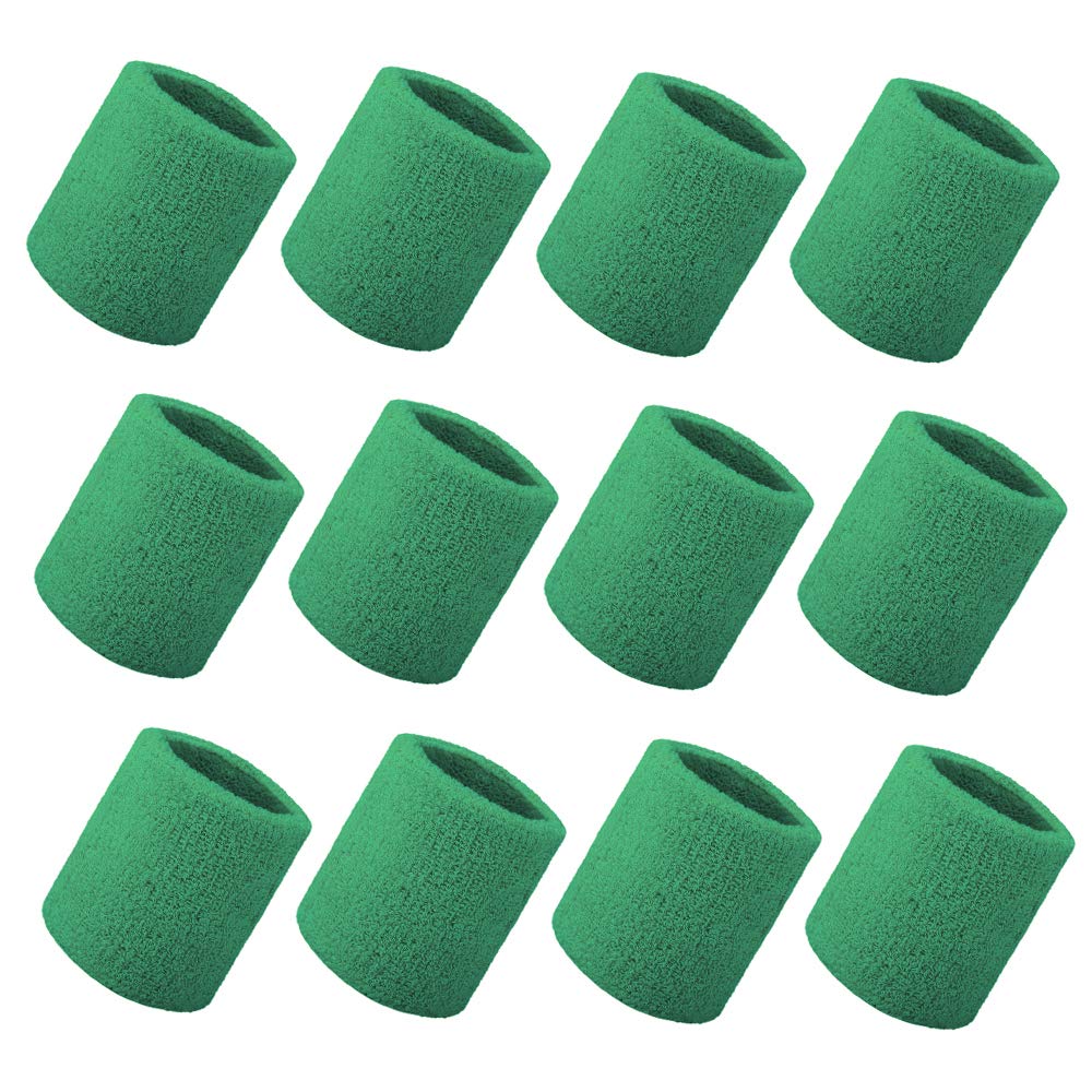 GOGO 12 Pieces Thick Wrist Sweatbands Wristband Solid Color