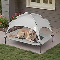 Vista 7 de GOJOOASIS Outdoor Dog Bed with Canopy, Waterproof Outside Dog Cots Pet Bed with Removable Canopy Tent, Cat Bed Shelter, Lifted Camping Pet Bed for