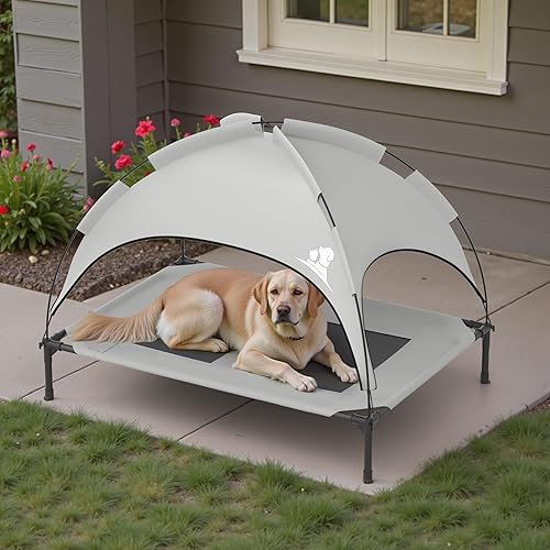 Miniatura 7 de GOJOOASIS Cama para perros al aire libre con toldo, impermeable para exteriores, cama para mascotas con toldo extraíble, refugio de cama para gatos,