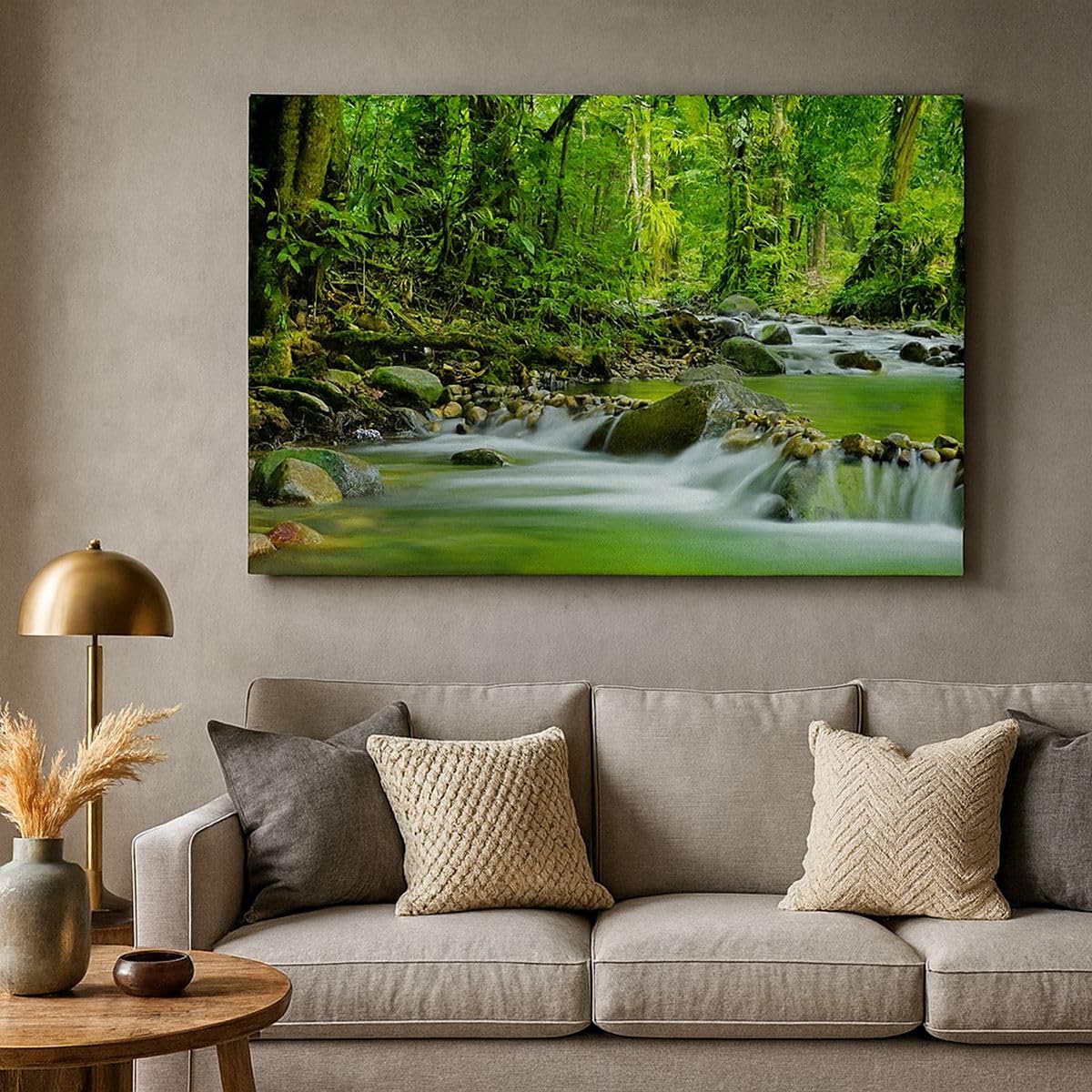 ARTTOR Leinwandbild 100x70cm Wandbild Landschaften Wald - 0174 | Strom Natur Groß Wanddekoration Wohnzimmer Schlafzimmer Küche Wanddeko Wand Kunstdruck Wandkunst Wall Decor ARTTOR