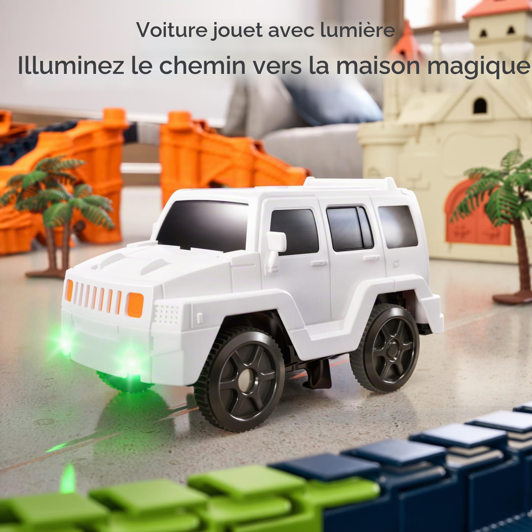 TUMAMA Kids Circuit Voiture Enfant Electrique Cars Jouet Automatique Voiture Pont et Tunnel 202 Pièces Ensemble de Pistes de Voiture Cadeau d'anniversaire pour Les Tout-Petits Enfants 3 4 5 6 Ans