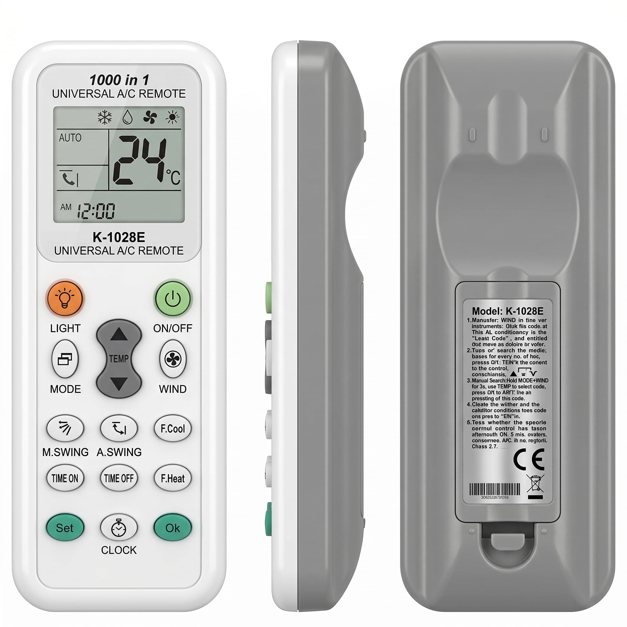 Mando Aire Acondicionado Universal K-1028E, 1000 en 1 LCD Universal Remote Control Compatible con LG Samsung Daikin Gree Midea Haier Toshiba y Más Marcas, Reemplazo AC con Enfriamiento Rápido en oferta en Amazon