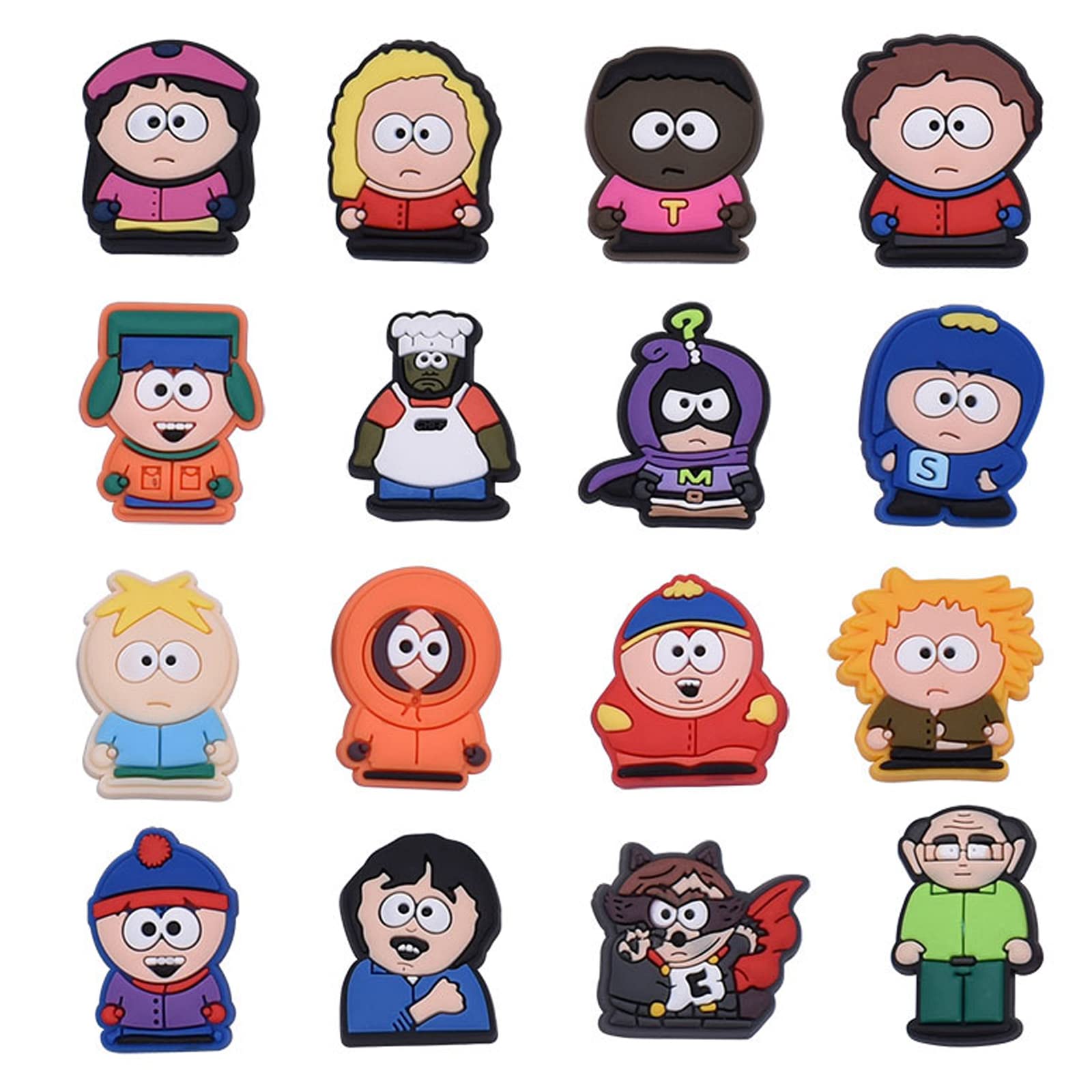 wopinwopin 16 Pcs Cartoon Character PVC Shoe Charms Cute PVC Shoe Charms for Clog Shoes Decorations Wristband Bracelet Party Favors for shoe and Bands Party Gifts Decoration（Not repeating）