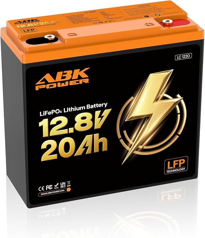 12V 20Ah LiFePO4 Battery, 256Wh Lithium Deep Cycle Rechargeable Battery with 20A BMS, 6000+ Cycles for Solar, RV, Marine, Home Backup, Lighting