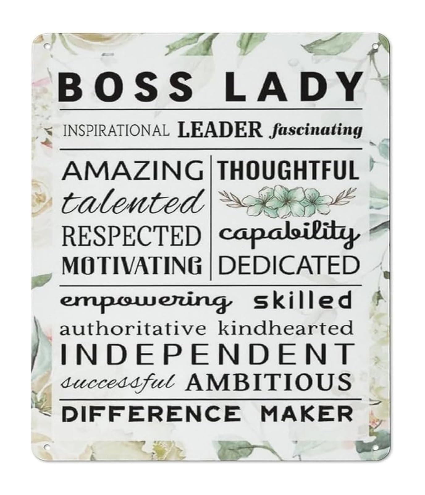 IDGTTLDF Retro Female Boss Metal Sign Vintage Motivational Quote for Office Workspace or Home Office Wall Decor (8 X 12 in)
