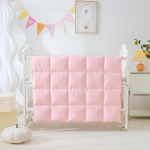 Miniatura 10 de Edredón para cuna de bebé para todas las estaciones, relleno de plumón de ganso blanco 100% natural, sin ruido, 500 hilos, 100% tela de algodón, 750