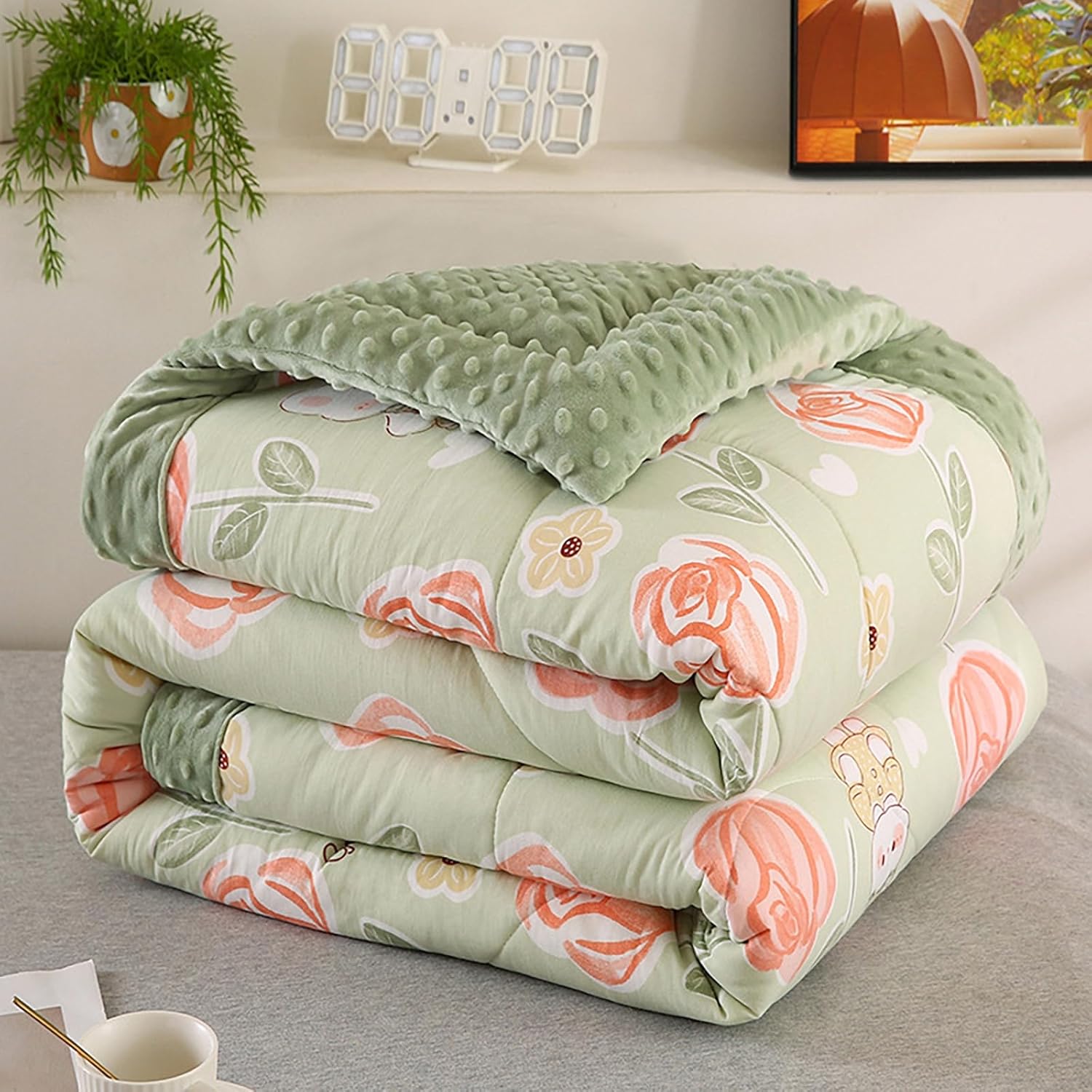 150 * 200cm Home Comforter, Reversible Colors Goose Down Alternative - Ultra-Soft - Premium All Season Warmth - Bedding Comforter Machine Washable,Color 6,150x200cm 1.5kg