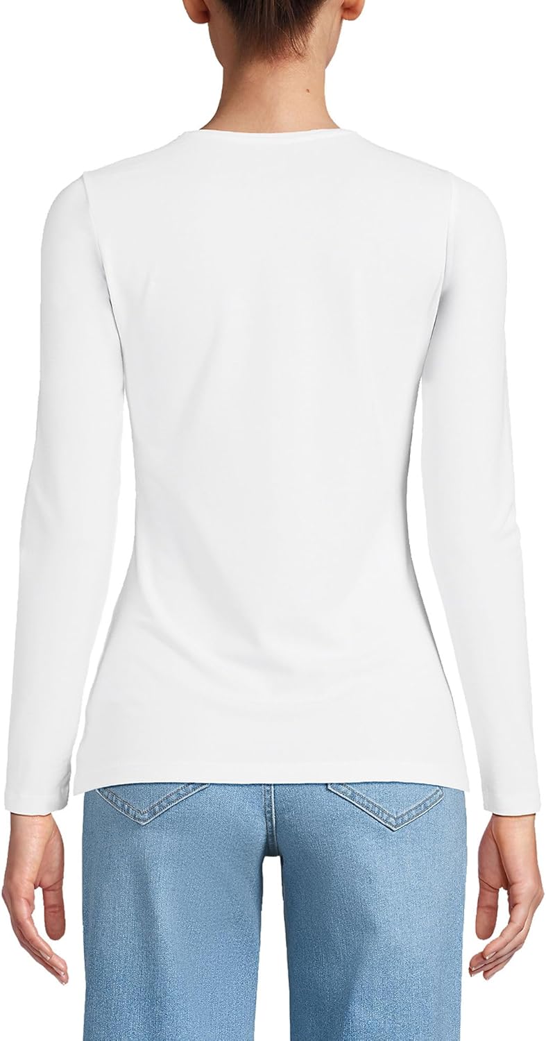 Lands' End Women's Plus Size Lightweight Jersey Skimming Long Sleeve Crew Neck T-Shirt - Image 2