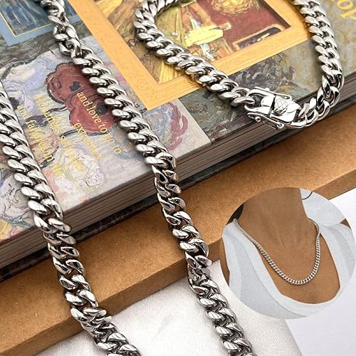 Miniatura 7 de Ronglry Cadena de eslabones cubanos para hombre, cadena de eslabones cubanos de Miami, cadena cubana de plata, cadena de diamantes para hombre