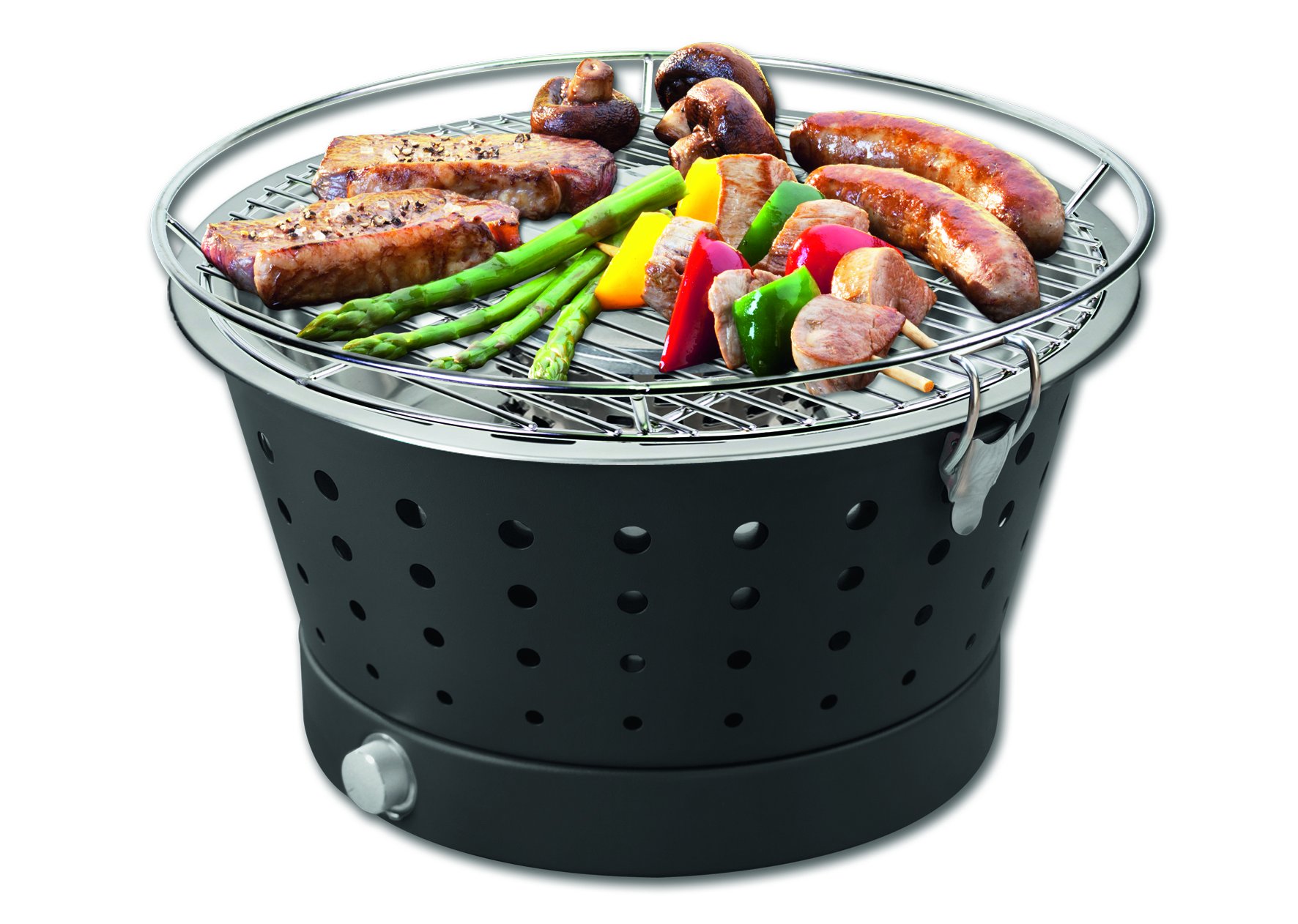 Starke Fun-BBQ - Barbacoa de carbón vegetal sin humo, mesa o terraza, 35 cm, color antracita
