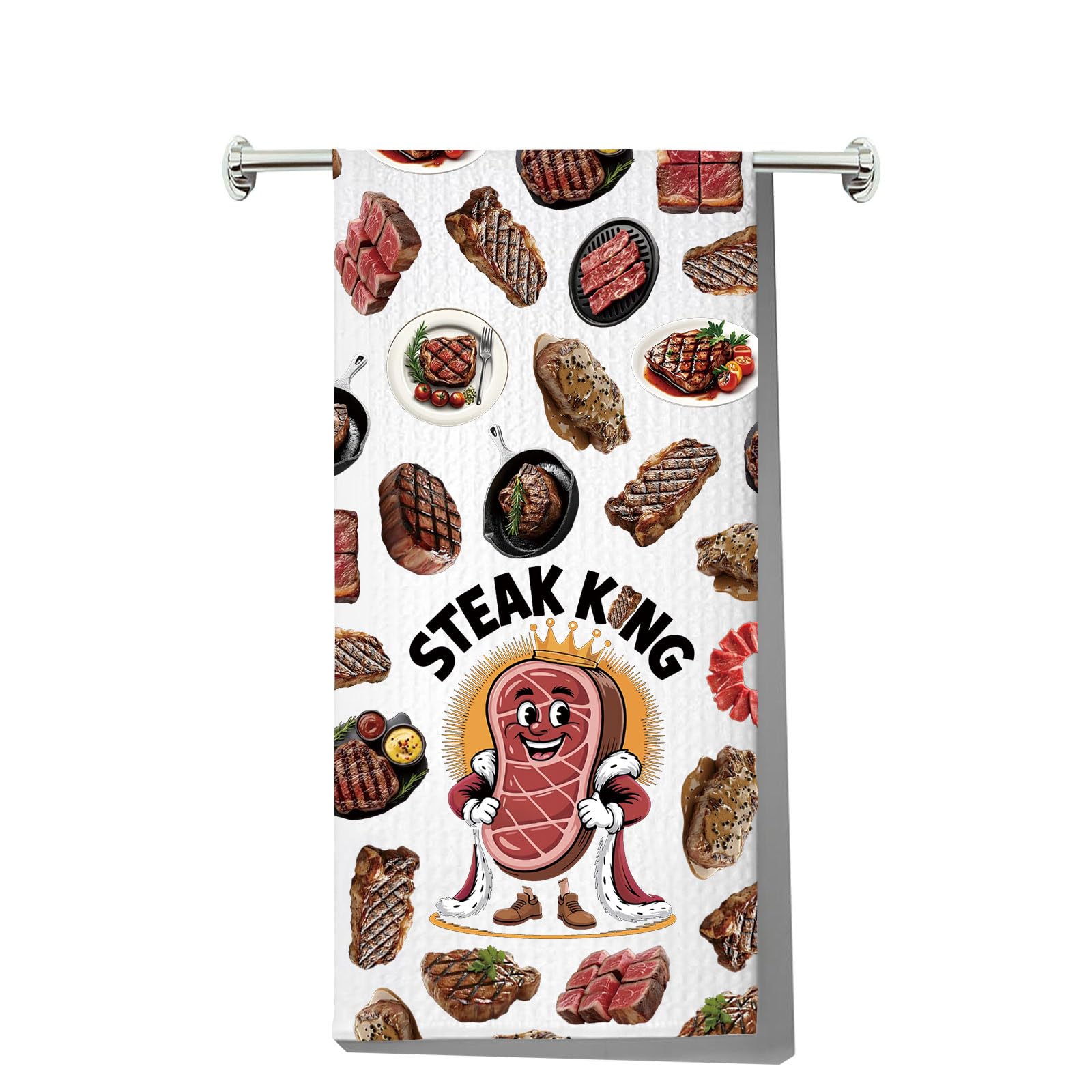 Torchon de cuisine Steak King cadeau de pendaison de crémaillère original