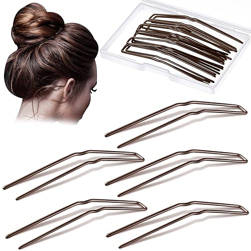 24 horquillas para el cabello en forma de U, pasadores de ballet en U, alfileres para peinar, con caja de almacenamiento, horquillas de metal para