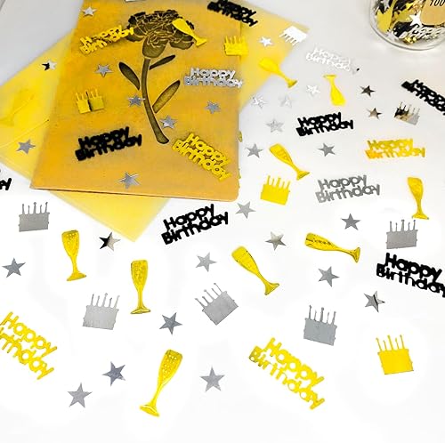 Miniatura 5 de Confeti de cumpleaños  Gránulos de confeti con purpurina para decoración de mesa de fiesta  Confeti negro plateado dorado para decoración de fiesta