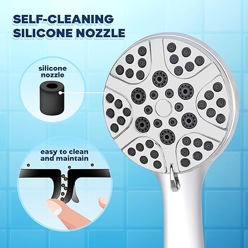 Miniatura 5 de WashPro Cabezales de ducha de alta presión, cabezal de ducha de mano de 8 modos con manguera, lavado eléctrico integrado, cabezal de ducha de mano