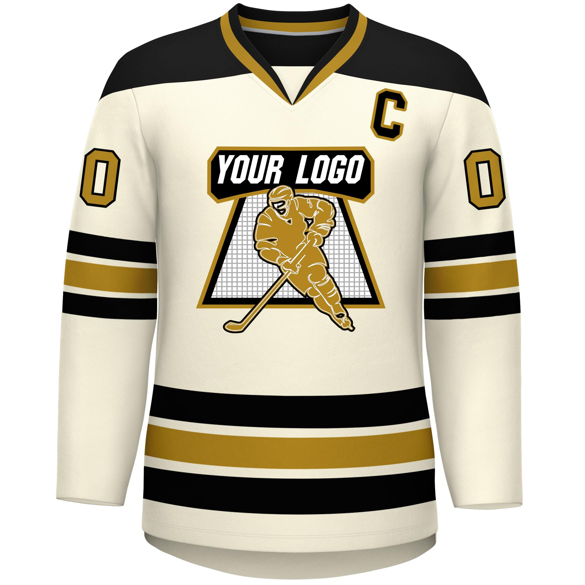 Custom Hockey Jersey Stitched or Printed Name Number V-Neck Athletic Jersey