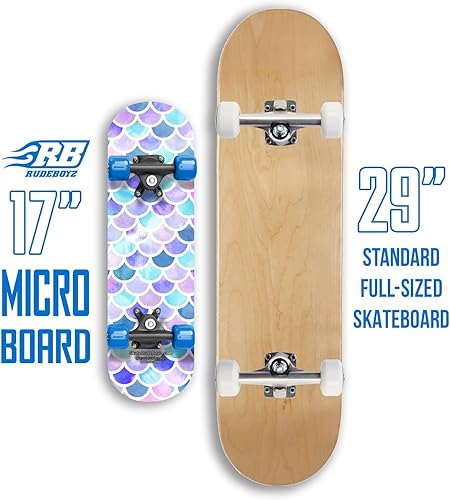 Miniatura 10 de Mini patineta para niños principiantes de Rude Boyz  Aprende patineta con estilo  Mini tabla de crucero de madera gráficos geniales para niños y