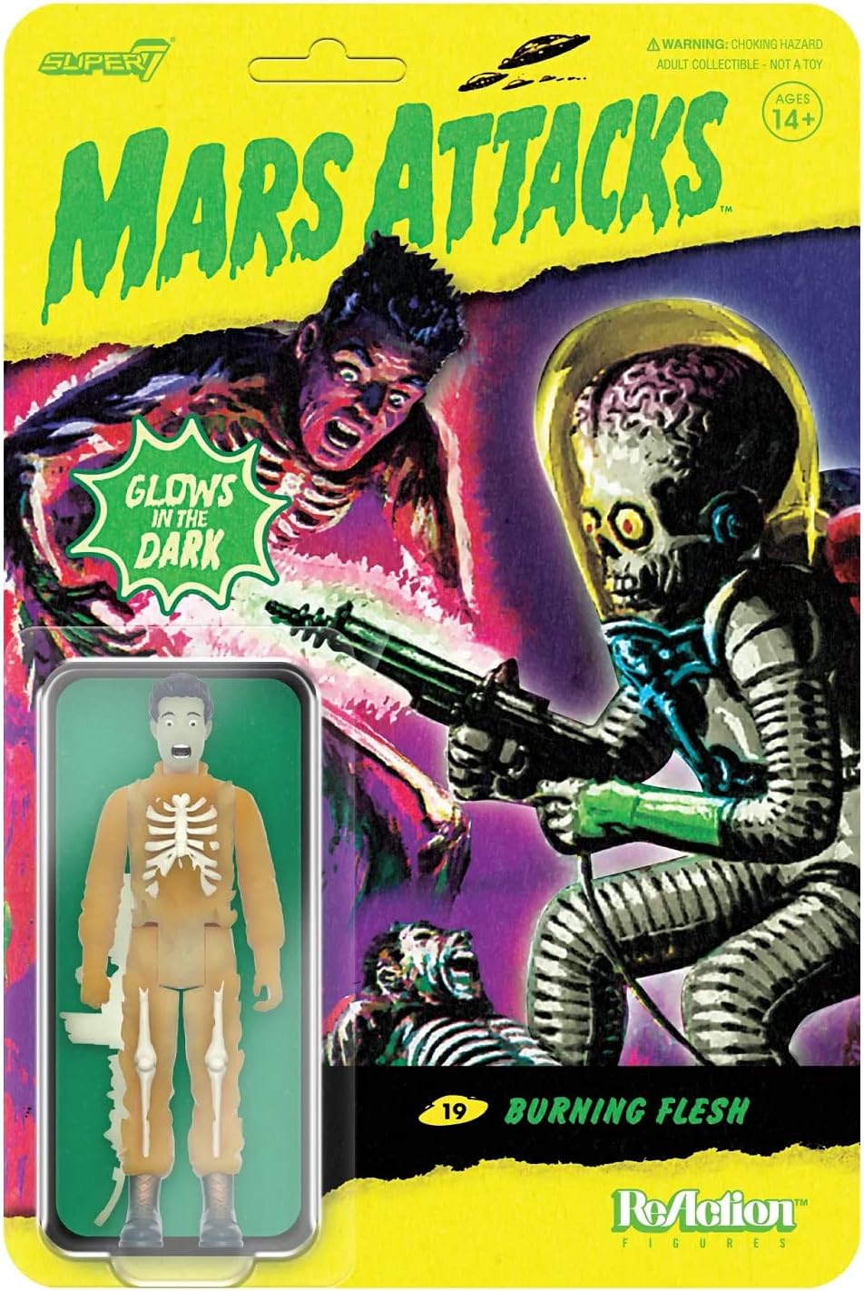 Super7 ULTIMATES! Mars Attacks Martian The Invasion Begins (Glow) - 7" Mars Attacks Action Figure with Accessories - Vintage Collectibles and Retro Toys