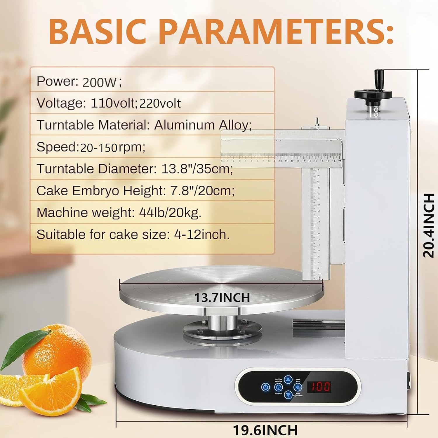 Einstellbare Tortencremestreichmaschine Elektrische Tortendekorationsmaschine zum Verteilen von Kuchencreme, zum Bestreichen und Schmieren von Kuchenglasuren,für 4-12 -Zoll -Kuchen
