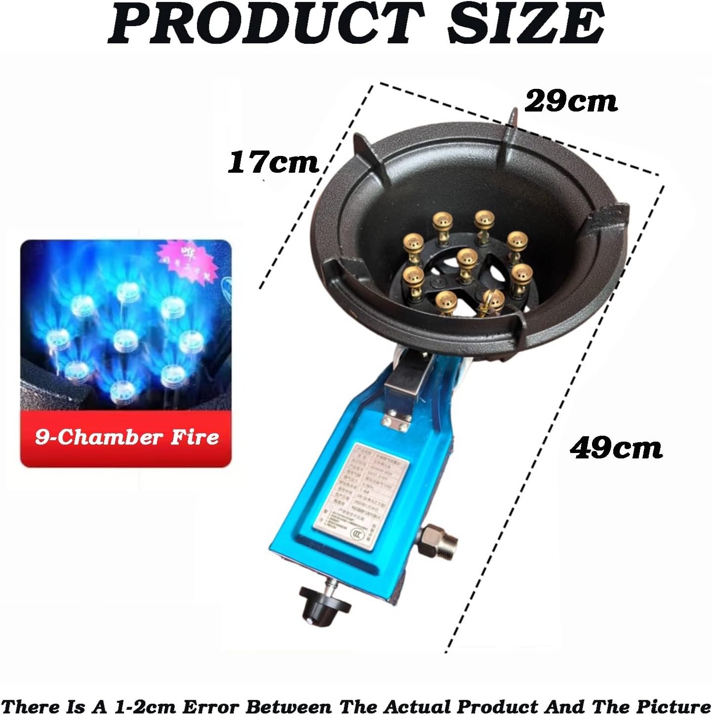 Single Burner Propane Stove,16-Cavities High-fire Frying Pan,9-14.5KW Gas Cooker,prevent Skidding Pot Rack,with Flameout Protection,for Home Kitchen(9 nozzles)