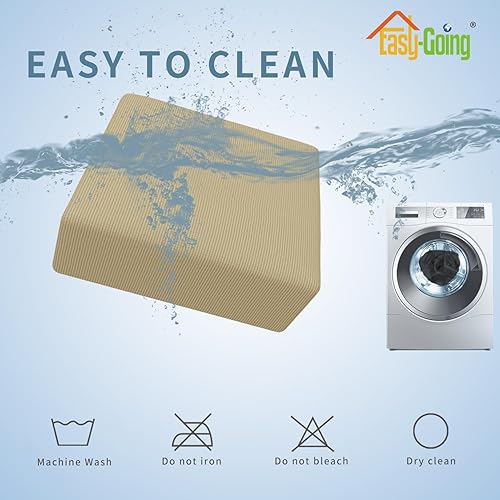 Vista 396 de Easy-Going - Funda elástica para taburete otomano, funda protectora para muebles, funda rectangular con parte inferior elástica Beige