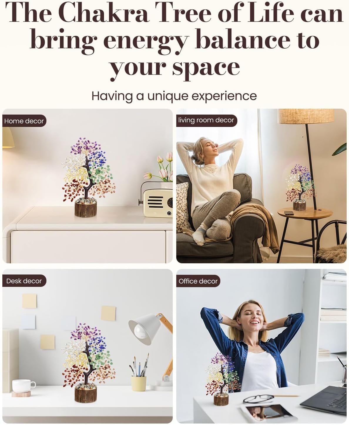 7 Chakra Crystal Tree of Life - Upgrade Gift Box, Valentine's Day Gift, Unique Birthday Gifts for Women, Chakra Healing Trees for Desk Decor, Positive Energy, New House Warming Gift, Gifts for Mom - Image 8