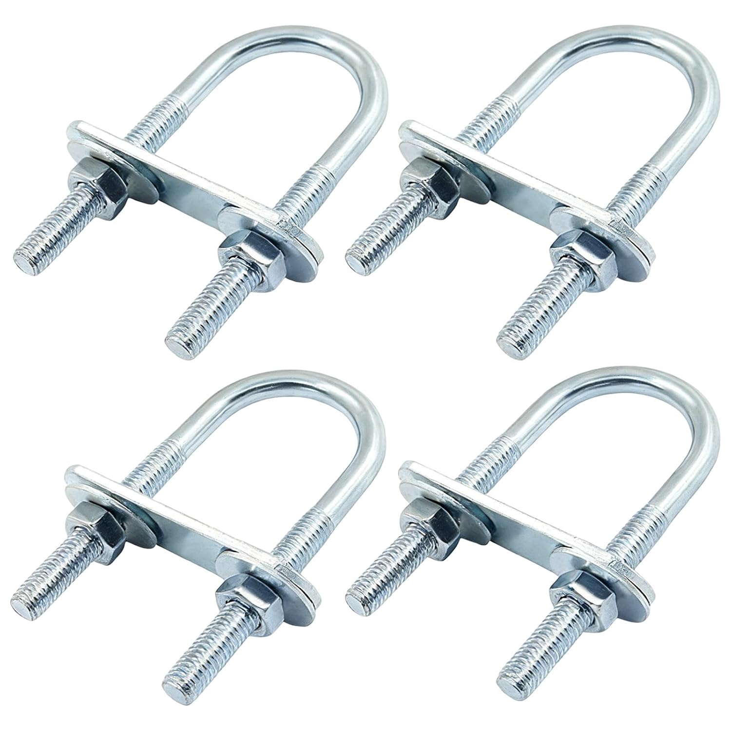 4Sets M6 U Bolts 1 Inch Wide,Round U-Bolts with Frame Plates Nuts Washer,U Clamp for Trailers Boats (25mmx70mm)