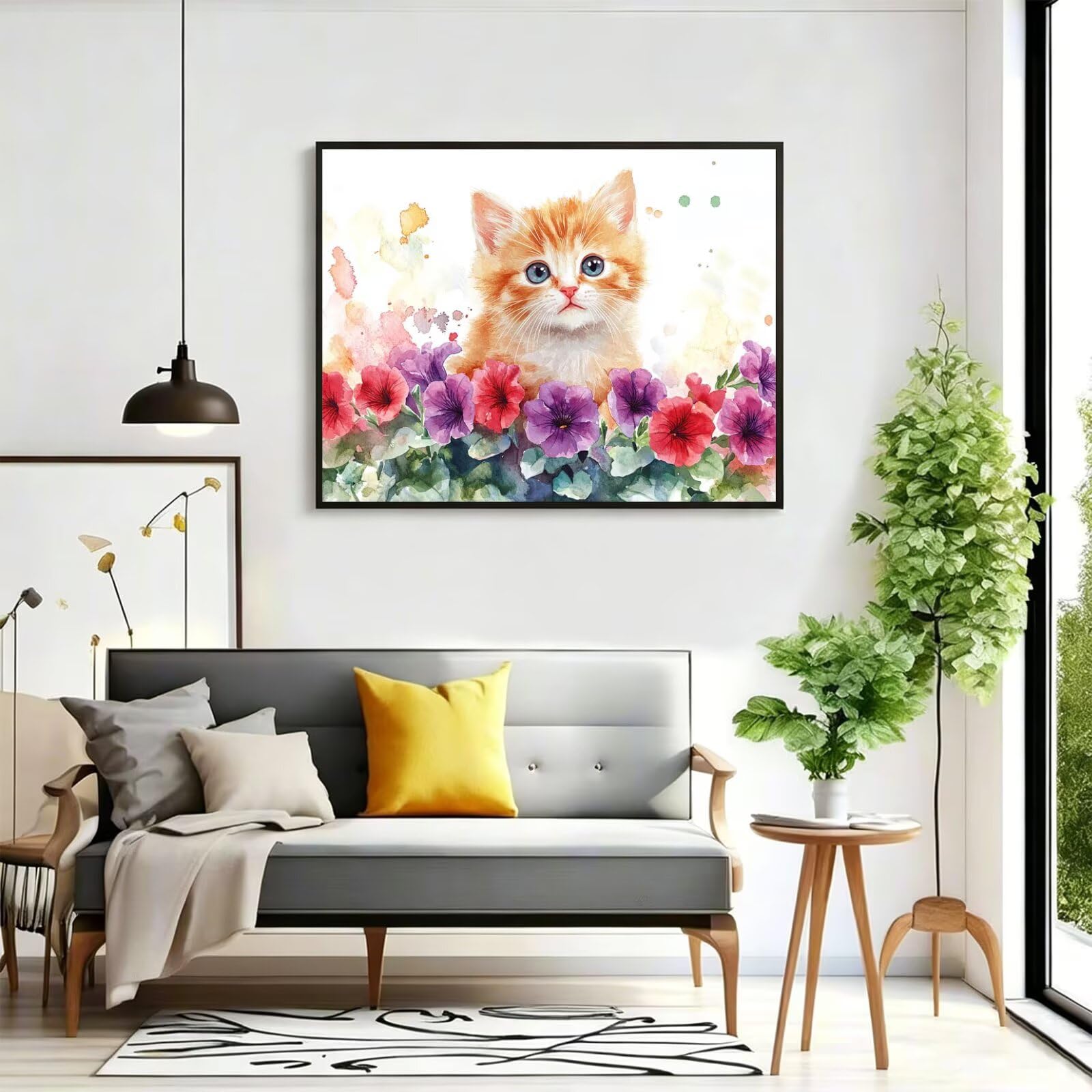 Pintar por Numeros planta Pinturas Acrilicas gato Pintura por Numeros Adultos DIY Lienzos para Pintar, Pintura Acrilica Manualidades, Decoración para Hogar, Regalos Cumpleaños 90x120cm Sin Marco q-984