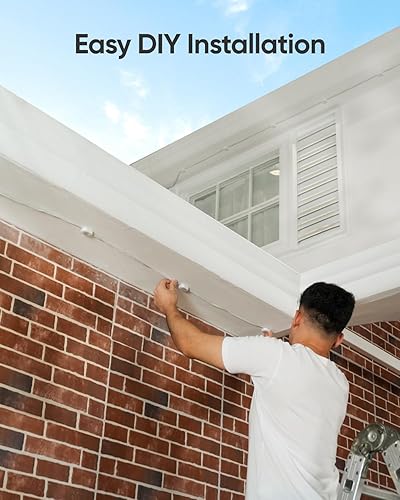 Miniatura 7 de eufy Luces permanentes para exteriores E120, 100 pies con 60 luces LED RGB y alero blanco cálido, control de aplicación, diseño de luz AI, temas