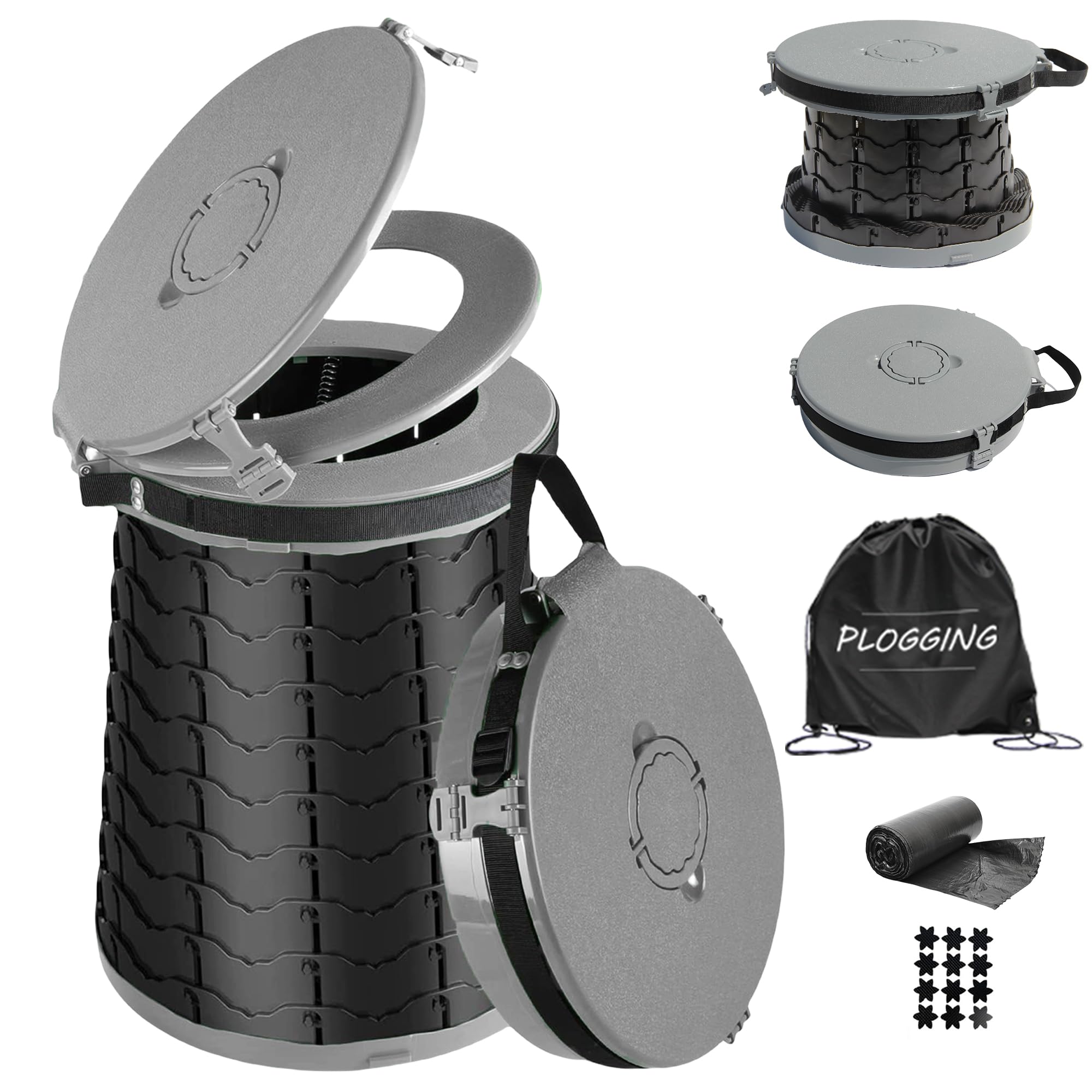 Toilette da Campeggio, WC Portatile per Adulti, WC Pieghevole in Altezza Regolabile, vasino Portatile per Campeggio, emergenze all'aperto, Auto, Viaggi