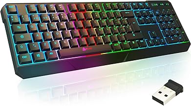 KLIM Chroma Wireless - Teclado inalámbrico Gaming - Nuevo 2023 - Teclado Gaming Ligero, Duradero, resiste al Agua, ergonómico, silencioso - Teclado Gamer PC PS4 PS5 Xbox One Mac - Negro