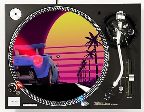 DJ Synthwave 1980 Sun #3 - Almohadilla de vinilo 1200 para rascar, 12 pulgadas, alfombrilla giratoria para DJ, 1 unidad