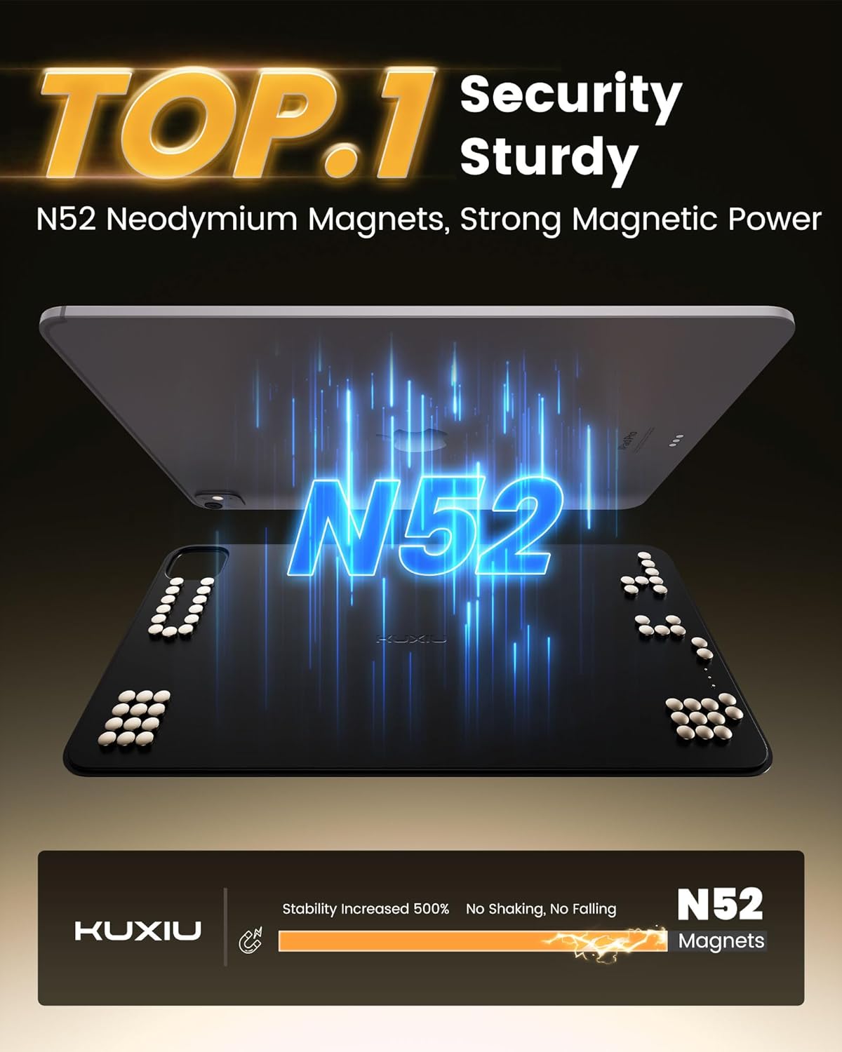 KU XIU Magnetic Wireless Charging Car Headrest Tablet Holder for iPad Pro 11'' M4/M5 Only, Adjustable Long Arm Tablet Car Mount Back Seat for Kids, Road Trip Essentials Holder with Air Vent Stand