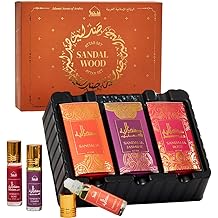 Dukhni Sandalwood Attar Oil Set Arabian sandalwood perfume oils | 3 assorted scents x 6ml | Alcohol free, Vegan, Sandalia Collection Set for Gifting | Chandan Prayer Oils, Islamic Fragrances