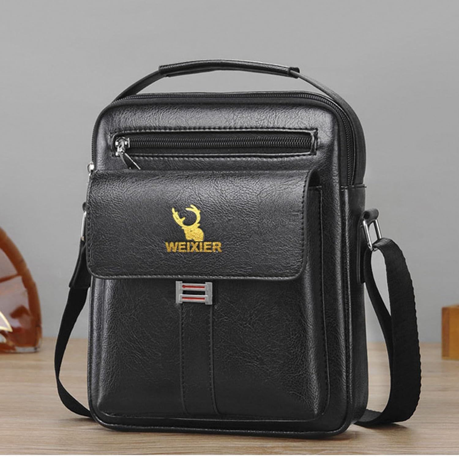 Small Shoulder Bag for Men Leather Crossbody Man Purse Handbag Satchel Messenger 9.7" Work Office Business