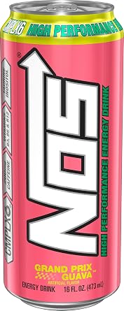 NOS Grand Prix Guava: High Performance Energy Drink. 16 Fl oz (Pack of 15)
