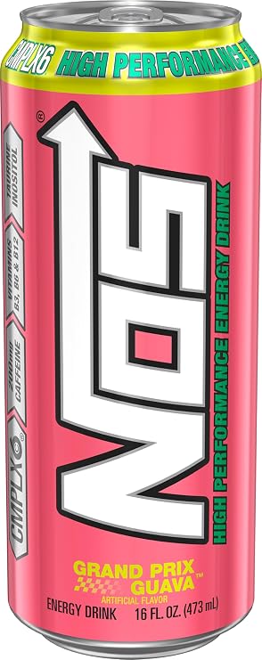 NOS Grand Prix Guava: High Performance Energy Drink. 16 Fl oz (Pack of 15)