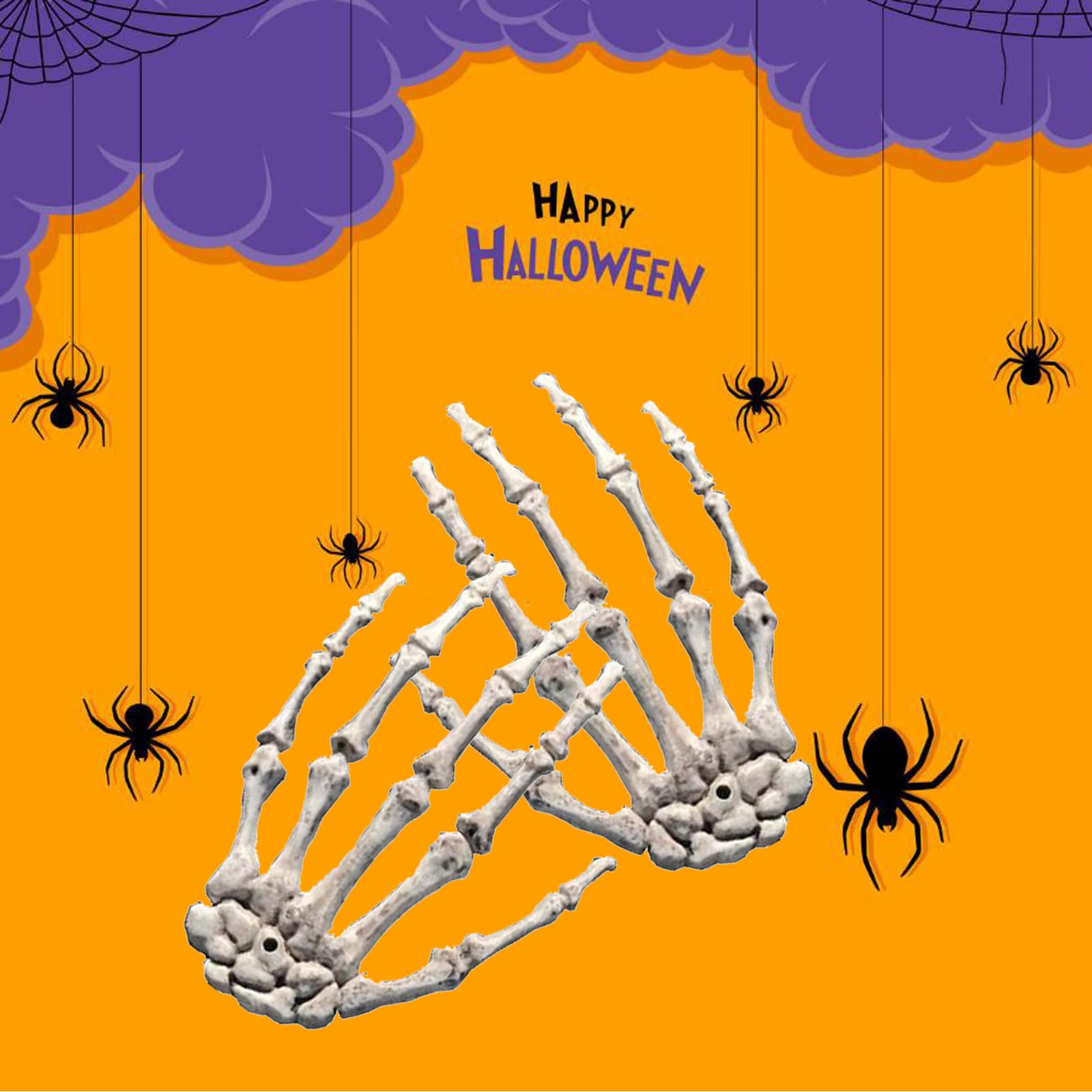 5 Paires De Mains Squelettes En Plastique Réalistes – Décoration Halloween Effrayante – Taille Réelle, Pour Maison, Fêtes, Décors Thématiques - 9
